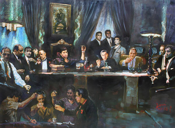 Celebrities Art Print featuring the painting Fallen Last Supper Bad Guys by Ylli Haruni