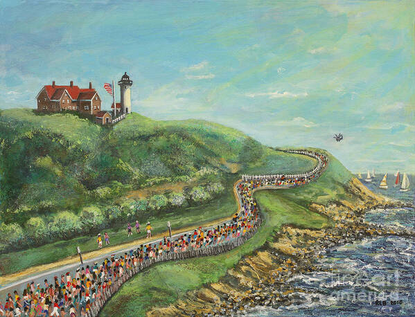 Falmouth Art Print featuring the painting Falmouth Road Race by Rita Brown
