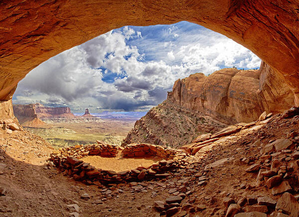 Canyonlands National Park Art Print featuring the photograph False Kiva Panorama by Jim Dollar