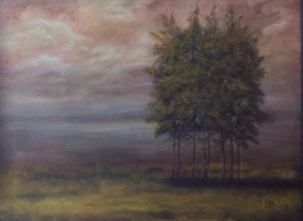Landscape Art Print featuring the painting Family of Trees by Stephen King