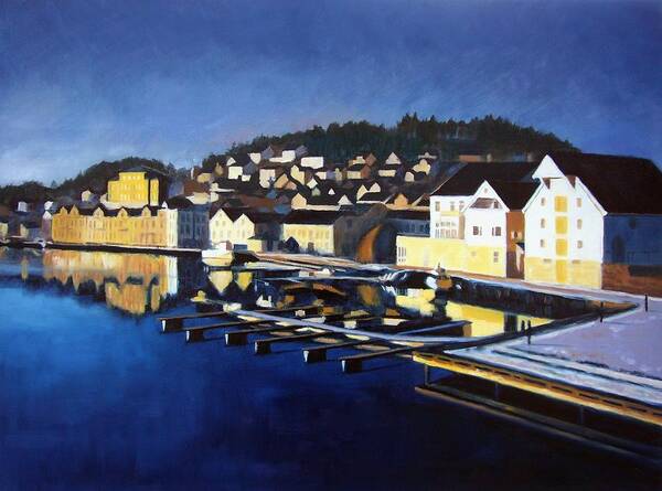 Seascape Art Print featuring the painting Farsund in Winter by Janet King