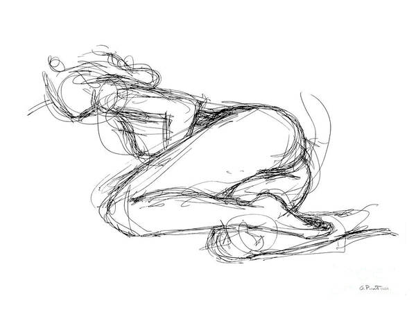 Female Erotic Drawings Art Print featuring the drawing Female-Erotic-Sketches-8 by Gordon Punt