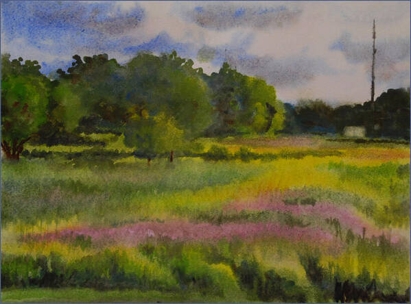 Landscape Art Print featuring the painting Fields of Wild Flowers by Heidi E Nelson