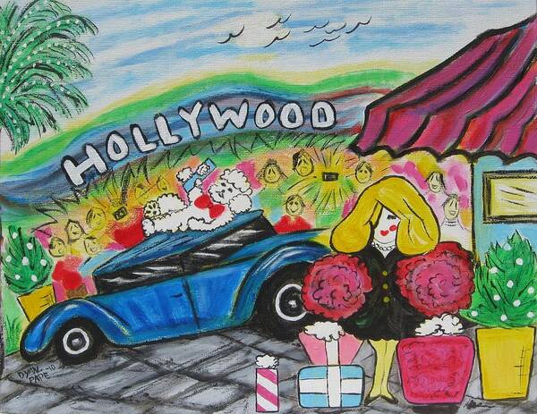 Hollywood Art Print featuring the painting Fifi Goes to Hollywood by Diane Pape