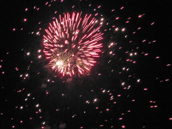 Fire Work On The Forth Of July Art Print featuring the photograph Fire work on the forth of July by Larry Stolle