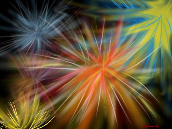 Multi Color Art Print featuring the digital art Fireworks by Christine Fournier