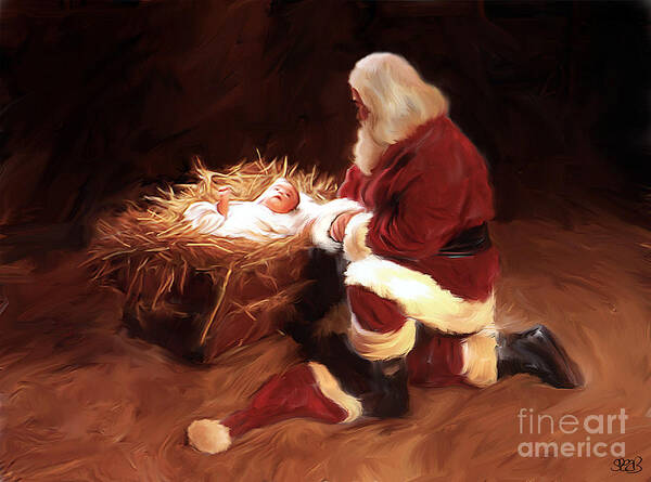 Santa Art Print featuring the painting First Christmas by Mark Spears