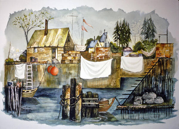 Village Life Art Print featuring the painting Fishermen's Rest Day inspired by the Hood Canal by Dorothea Morgan
