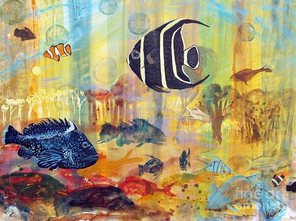 Fishes Art Print featuring the painting Fishes by Robin Pedrero