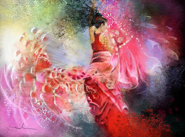 Flamenco Painting Art Print featuring the painting Flamencoscape 13 by Miki De Goodaboom