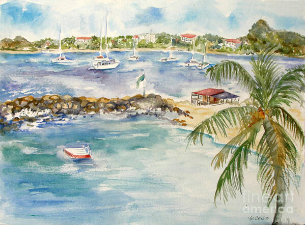 Seascape Art Print featuring the painting Flamingo View by Mafalda Cento