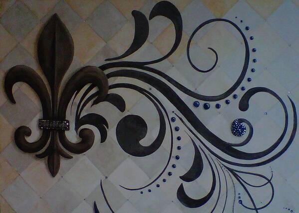 Fleur-de-lis Art Print featuring the painting Fleur-de-Lis by Robin Sagulla