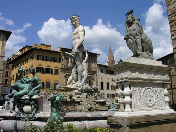 Florence Italy Art Print featuring the photograph Florence Italy Piazza del la Signoria Sculpture by Jacqueline M Lewis