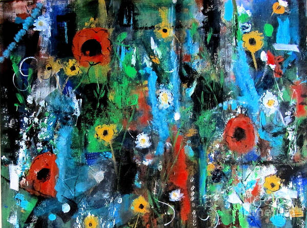 Flowers Art Print featuring the painting Flower Garden Abstract by Karen Day-Vath