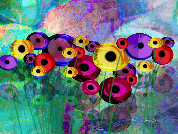 Flower Art Print featuring the painting Flower Power abstract art by Ann Powell
