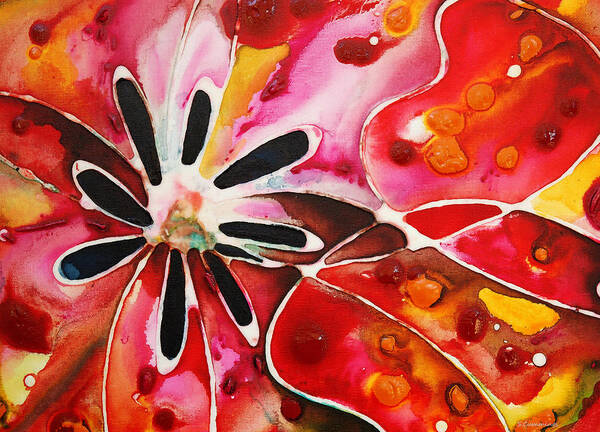 Flower Art Print featuring the painting Flower Power - Abstract Floral By Sharon Cummings by Sharon Cummings