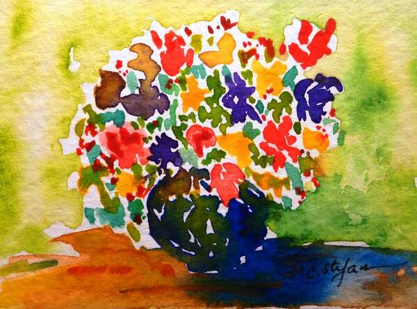 Vase Art Print featuring the painting Flowers in a Vase by Cristina Stefan