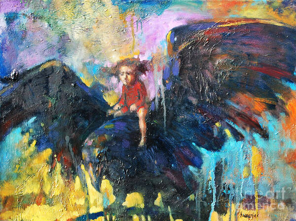 Flying In My Dreams Art Print featuring the painting Flying In My Dreams by Michal Kwarciak