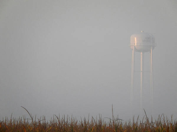 Water Tower Art Print featuring the photograph Foggy Morning by KayeCee Spain