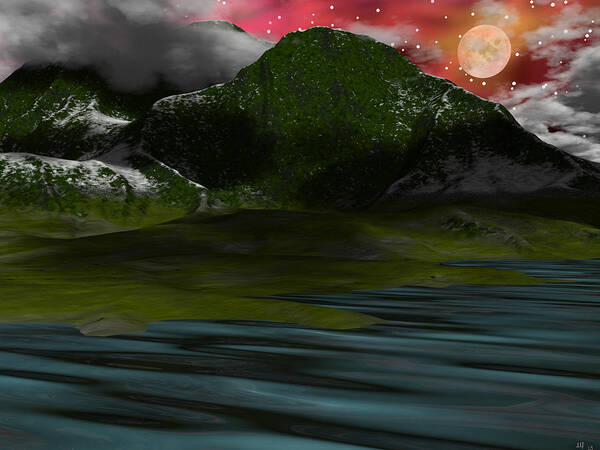 Landscape Art Print featuring the digital art Foggy Mountain Dew by Michele Wilson