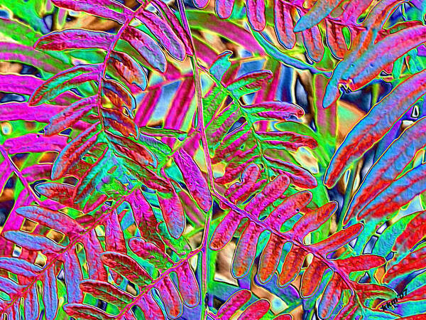 Foiled Ferns Art Print featuring the digital art Foiled Ferns by Kathy K McClellan