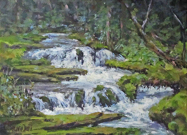 Original Art Print featuring the painting Forest Creek by Karen Ilari