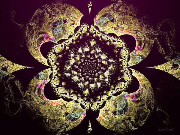 Floral Art Print featuring the digital art Fractal - Persian Floral Motif by Susan Savad