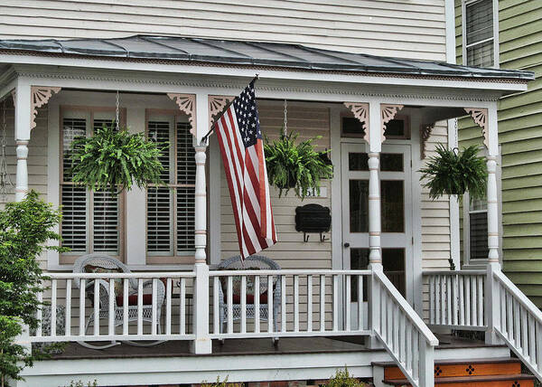 Victor Montgomery Art Print featuring the photograph Front Porch Flag by Vic Montgomery