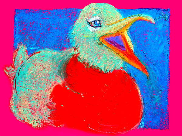 Laughing Gull Art Print featuring the painting Funky Laughing Gull Bird Art Prints by Sue Jacobi