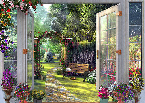 Garden Art Print featuring the drawing Garden View by MGL Meiklejohn Graphics Licensing