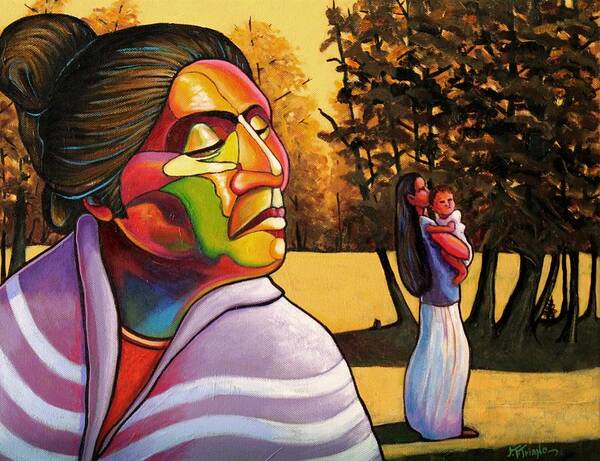 Woman Art Print featuring the painting Generations by Joe Triano Woman Art Print featuring the painting Generations by Joe Triano