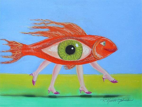 Fish Art Print featuring the mixed media Ginger Fish by R Neville Johnston