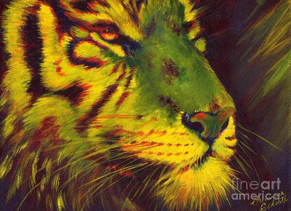 Tiger Art Print featuring the painting Glowing Tiger by Summer Celeste