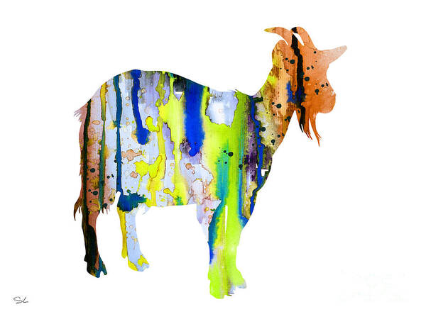 Goat Watercolor Print Art Print featuring the painting Goat 3 by Watercolor Girl