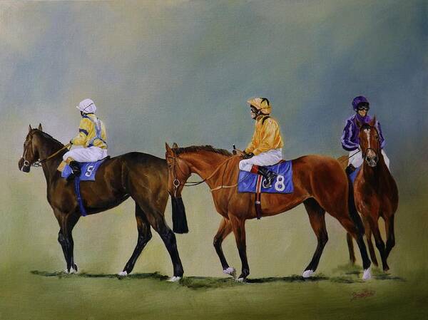 Equestrian Art Print featuring the painting Going Behind by Barry BLAKE