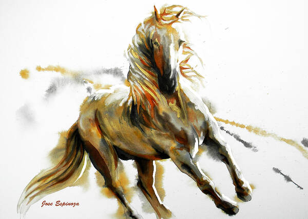 Golden Horse Art Print featuring the painting G O L D E N . S T E E D . by J U A N - O A X A C A