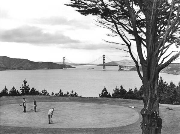 1930's Art Print featuring the photograph Golf With View Of Golden Gate by Ray Hassman