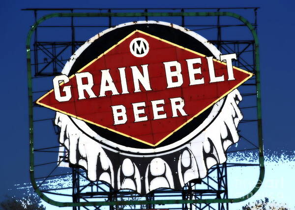 Grain Belt Beer Art Print featuring the photograph Grain Belt Blue by A K Dayton