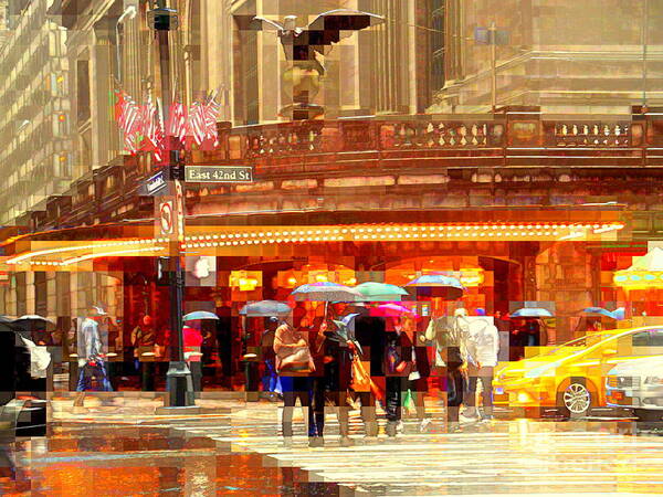 Grand Central Station Art Print featuring the photograph Grand Central Station in the Rain - New York by Miriam Danar