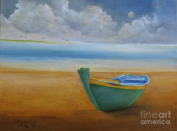 Impressionism Art Print featuring the painting Green Boat by Alicia Maury