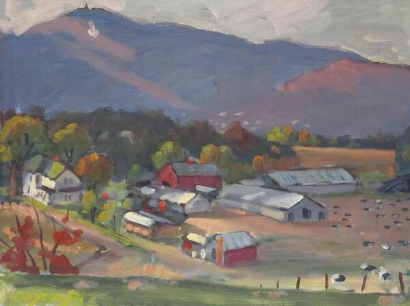 Berkshire Hills Paintings Art Print featuring the painting Greylock From The Ziemba Farm by Len Stomski