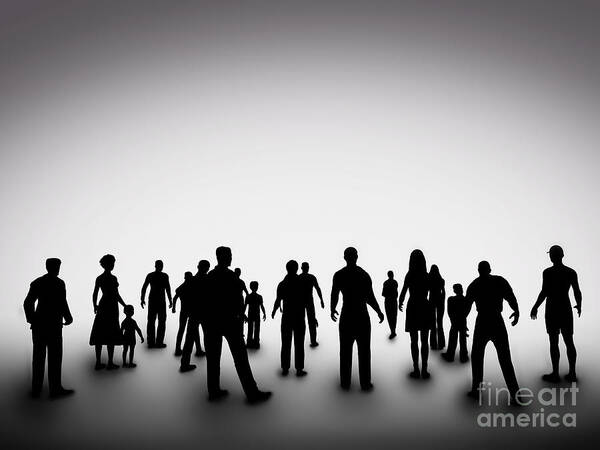 People Art Print featuring the photograph Group of various people silhouettes by Michal Bednarek