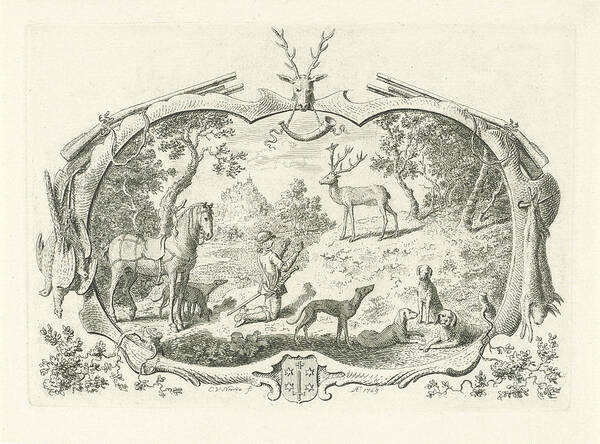 Hunter Art Print featuring the drawing H Hubertus, Cornelis Van Noorde by Cornelis Van Noorde