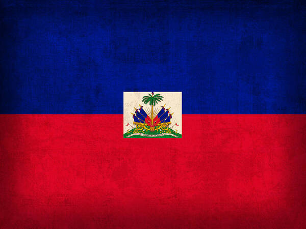 Haiti Art Print featuring the mixed media Haiti Flag Vintage Distressed Finish by Design Turnpike