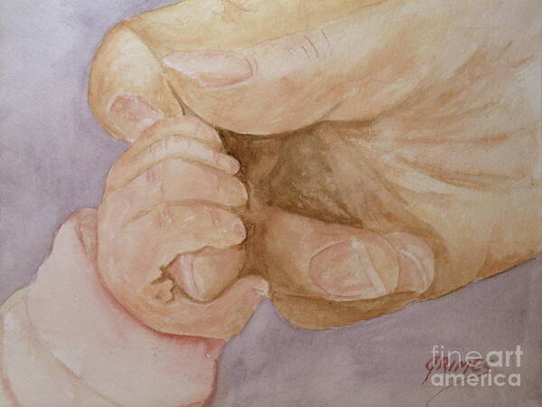 Hands Art Print featuring the painting Hands of Love by Carol Grimes