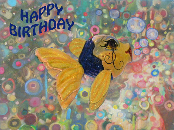 Happy Birthday Greeting Card Art Print featuring the photograph Happy Birthday Fish Party Card by Sandi OReilly