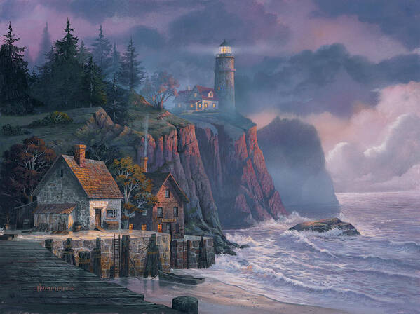 #faatoppicks Art Print featuring the painting Harbor Light Hideaway by Michael Humphries