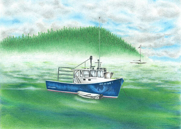 Habor Art Print featuring the drawing Harbor by Troy Levesque