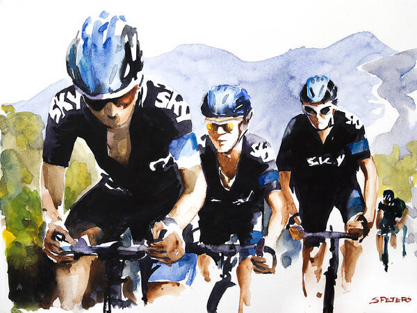 Le Tour De France Art Print featuring the painting Hard High Yards by Shirley Peters