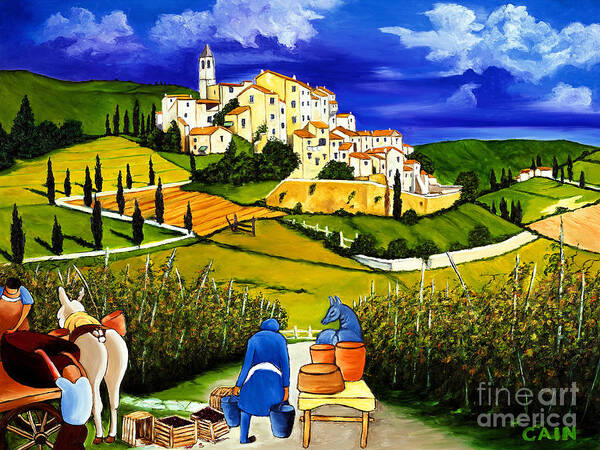 Grapes Art Print featuring the painting Harvest the Grapes by William Cain